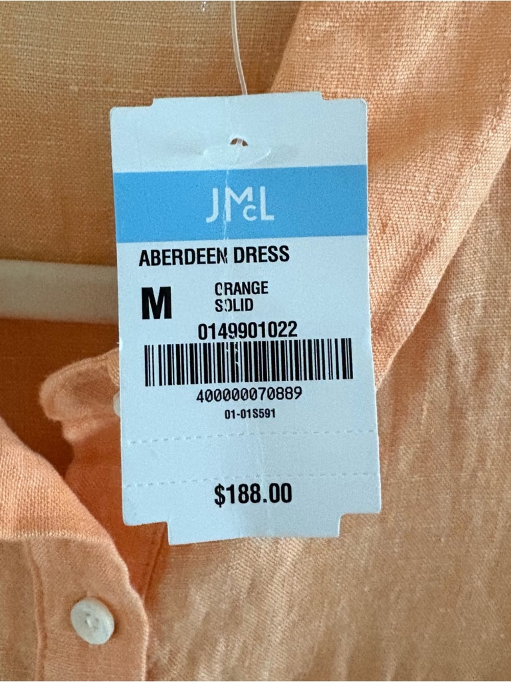 J. McLaughlin Aberdeen Sleeveless Shirt Dress Orange NWT Size Medium Preppy - Picture 5 of 6
